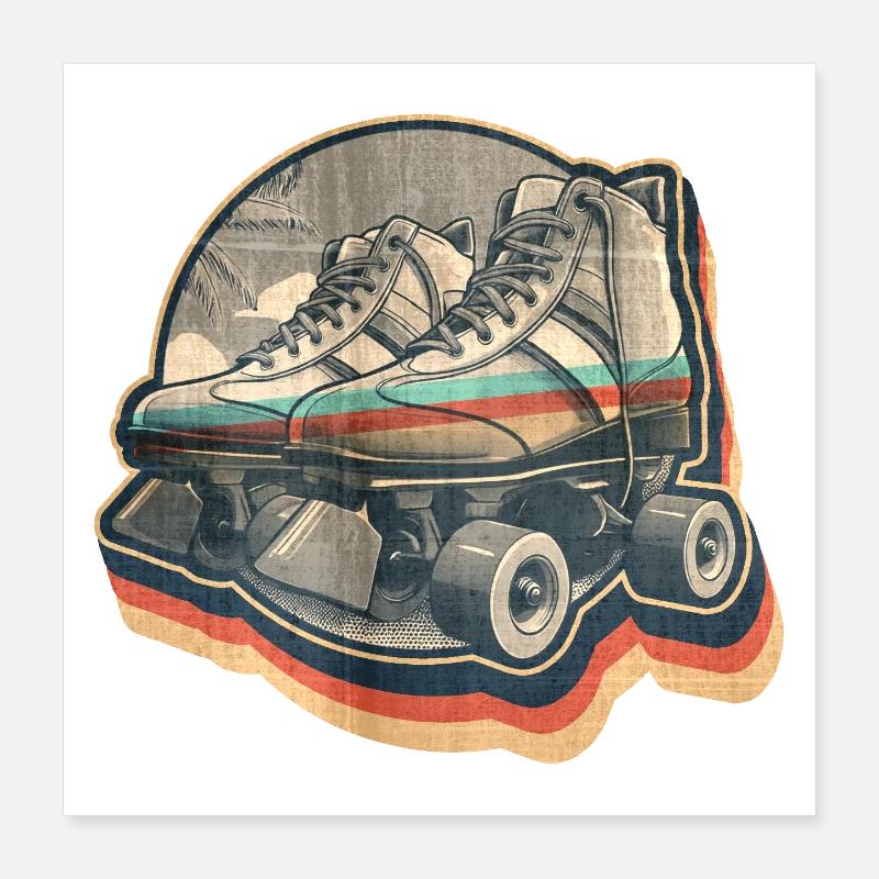 Roller vintage été rétro disco design graphique Poster 40 x 40 cm