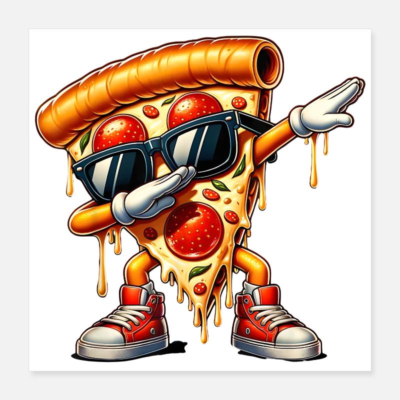 Cool Pizza Slice with Attitude Poster 16" x 16" (40x40 cm)