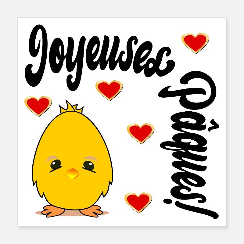 POULES POULETS - Joyeuses Pâques Poster 40 x 40 cm