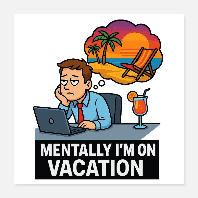 Évasion de bureau sur la plage Poster 40 x 40 cm