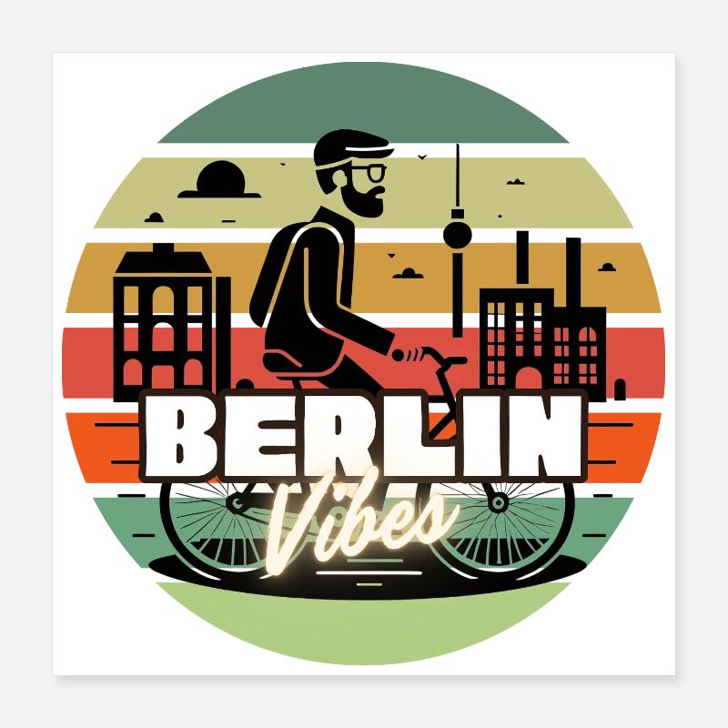 « Berlin Vibes » - Style rétro coucher de soleil Poster 40 x 40 cm