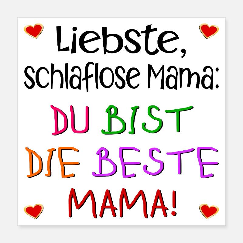 KINDERSPRÜCHE MUTTERTAG MAMA SCHLAFEN Poster 40x40 cm