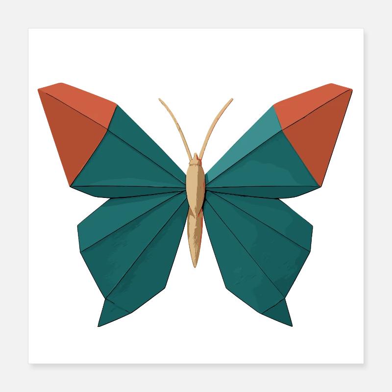 Papillon en origami Poster 40 x 40 cm