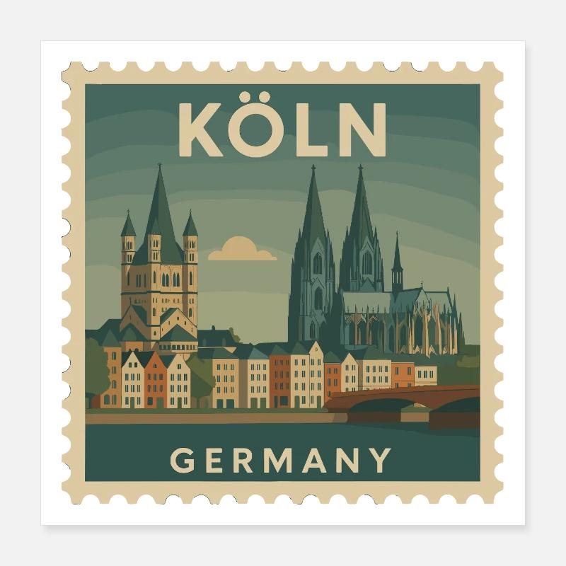 Köln Souvenir Briefmarke Poster 40x40 cm