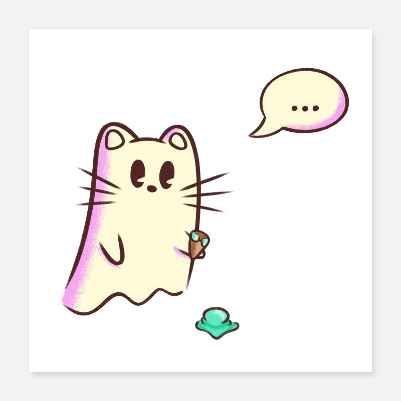 Ghost Cat laisse tomber de la glace - Oups Poster 40 x 40 cm