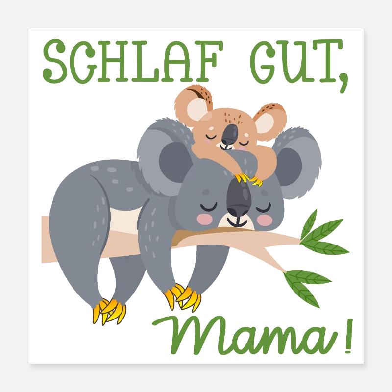 SCHLAFLOSE MAMA MUTTERTAG BABY KOALA Poster 40x40 cm