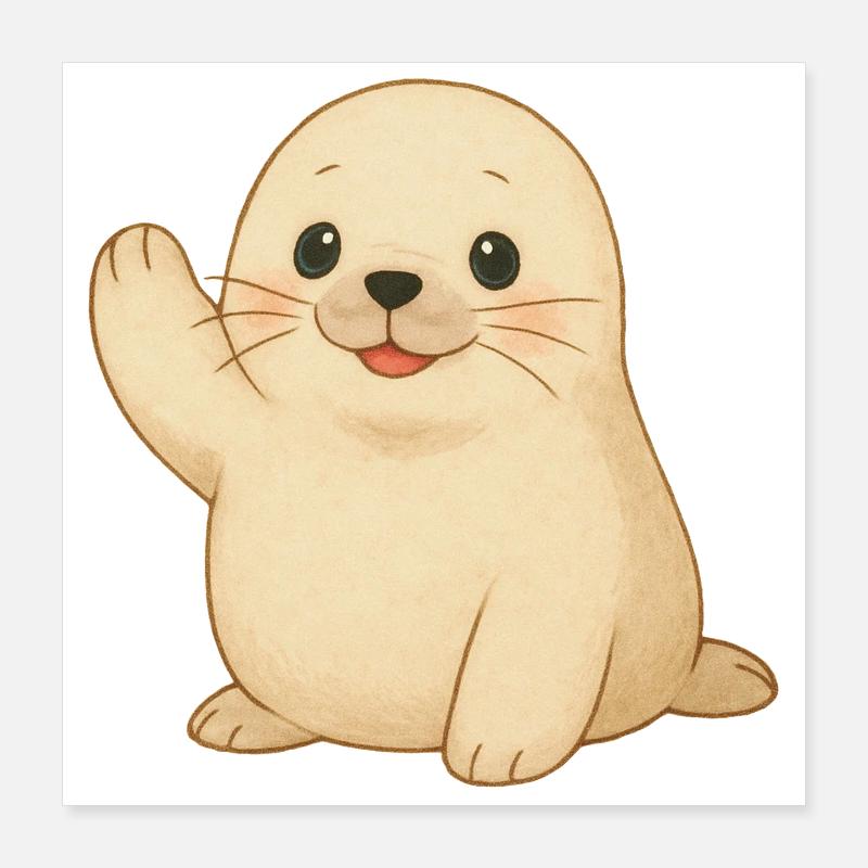 Small waving seal Poster 16" x 16" (40x40 cm)