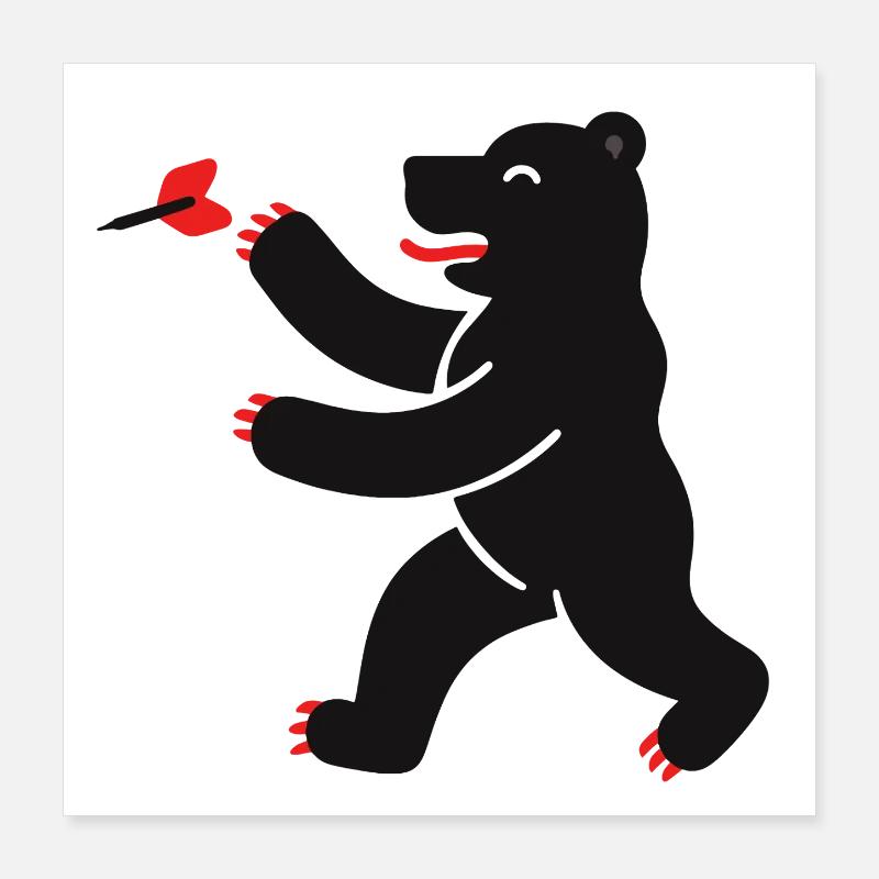 Bear at darts Poster 16" x 16" (40x40 cm)