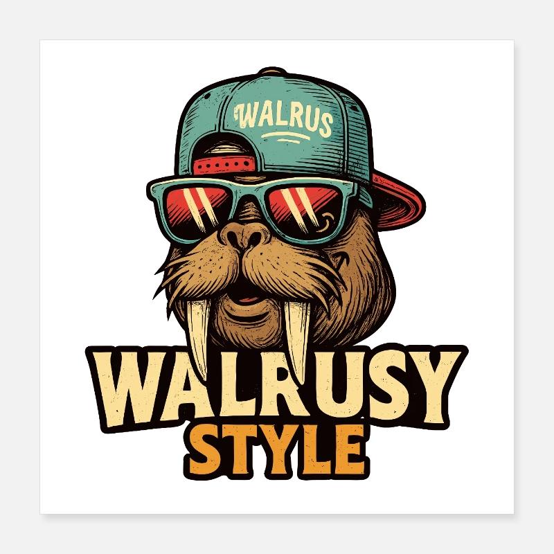 Style morse : Morse avec lunettes de soleil Poster 40 x 40 cm