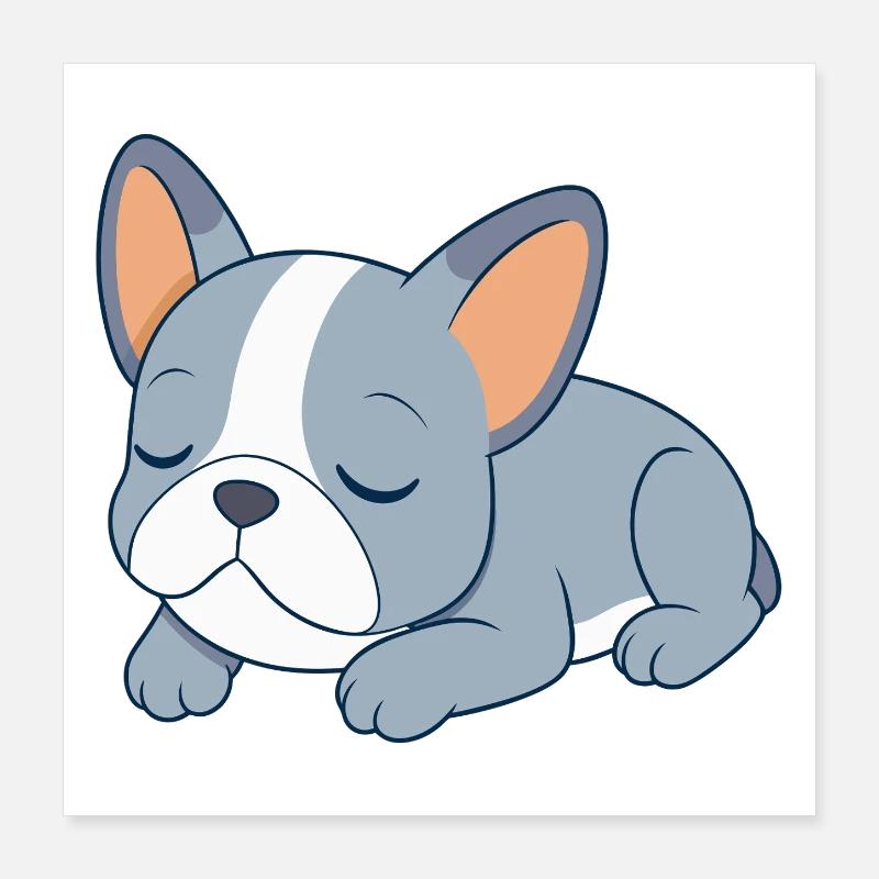Bulldog français bleu en train de dormir Poster 40 x 40 cm