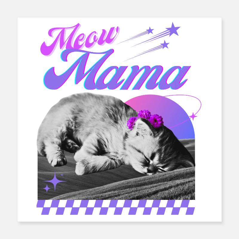 Schlafender Kater mit Blumenkranz Poster 40x40 cm
