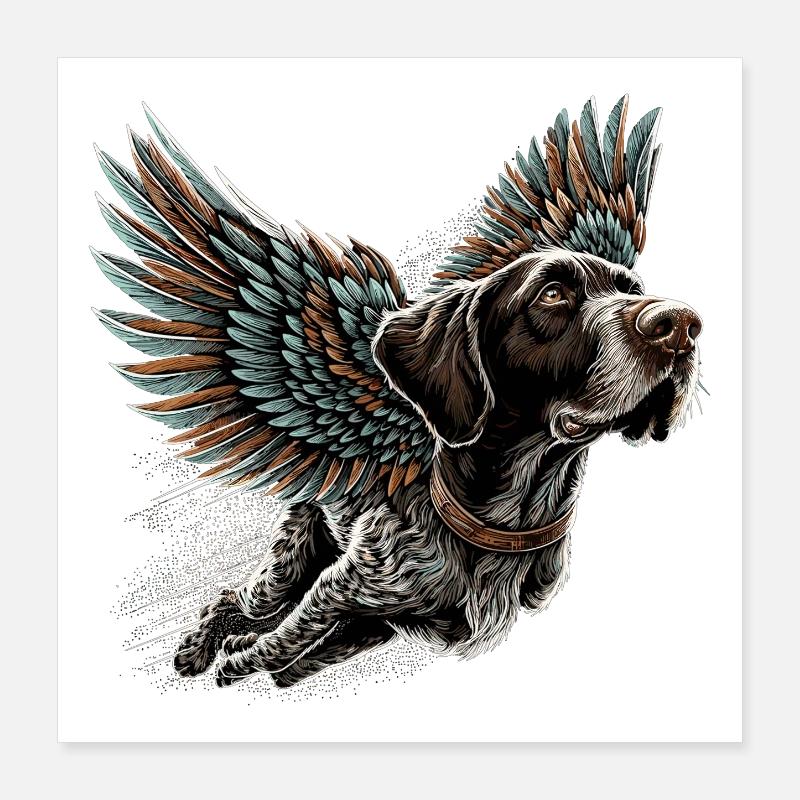 Super Dog German Wirehaired DD Pointer Gift Poster 16" x 16" (40x40 cm)