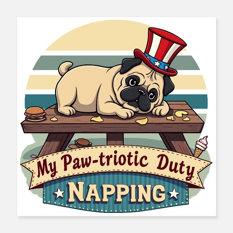 Mops Nickerchen Poster 40x40 cm