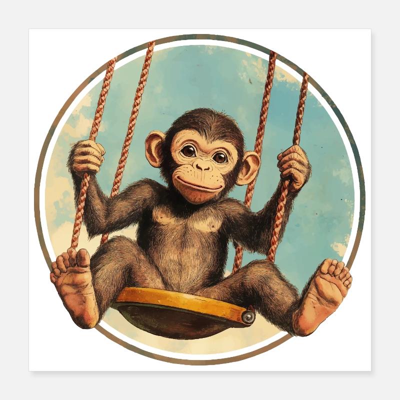Monkey swing – stay relaxed! Poster 16" x 16" (40x40 cm)