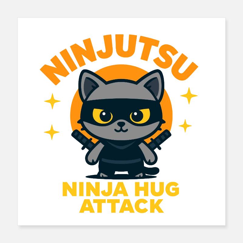 Ninja Cat Attack Poster 16" x 16" (40x40 cm)