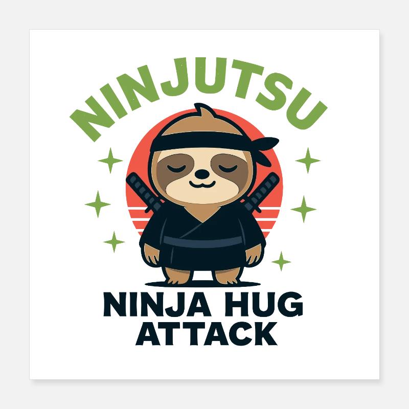 Ninja Kuschel-Sloth HugAttack Poster 40x40 cm