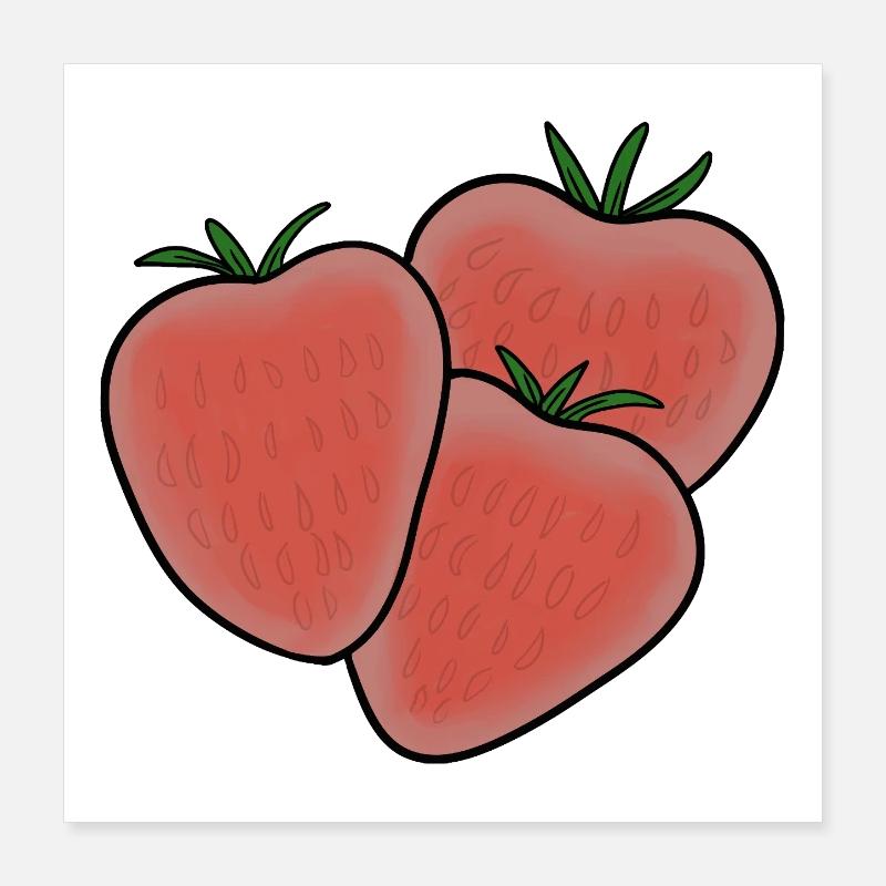 Leckere Frucht Erdbeere Poster 40x40 cm