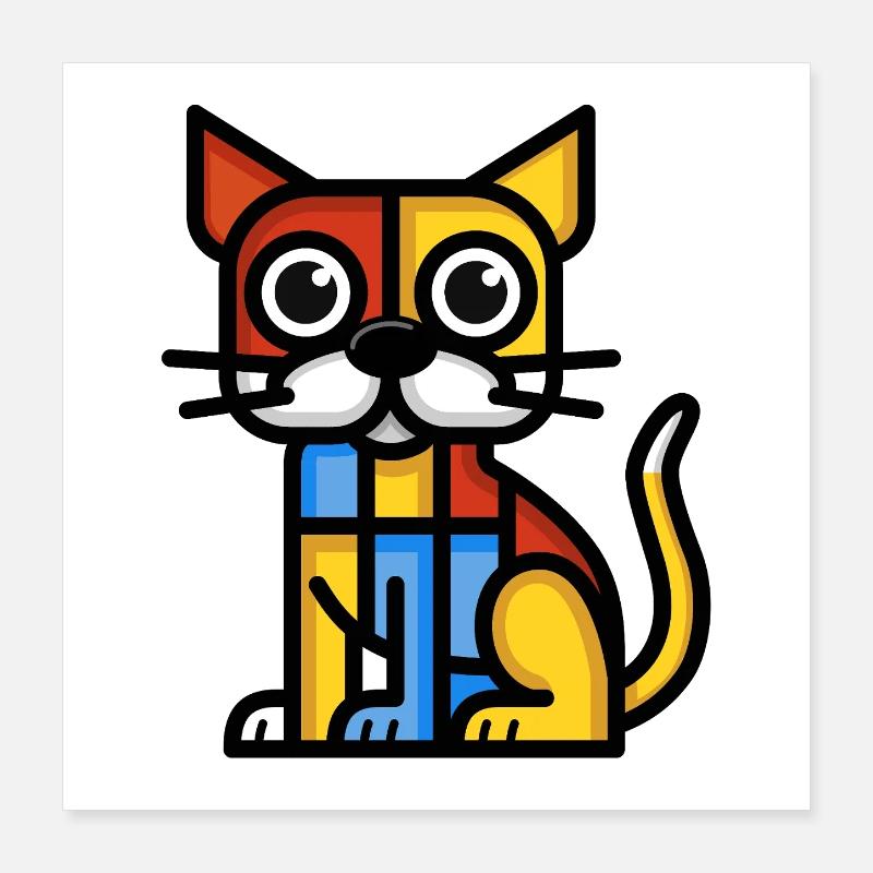 Buntes Bild eines kubistischen Hundes Poster 40x40 cm