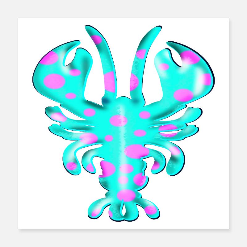 BUNTER LOBSTER KRUSTENTIERE FISCHMARKT Poster 40x40 cm