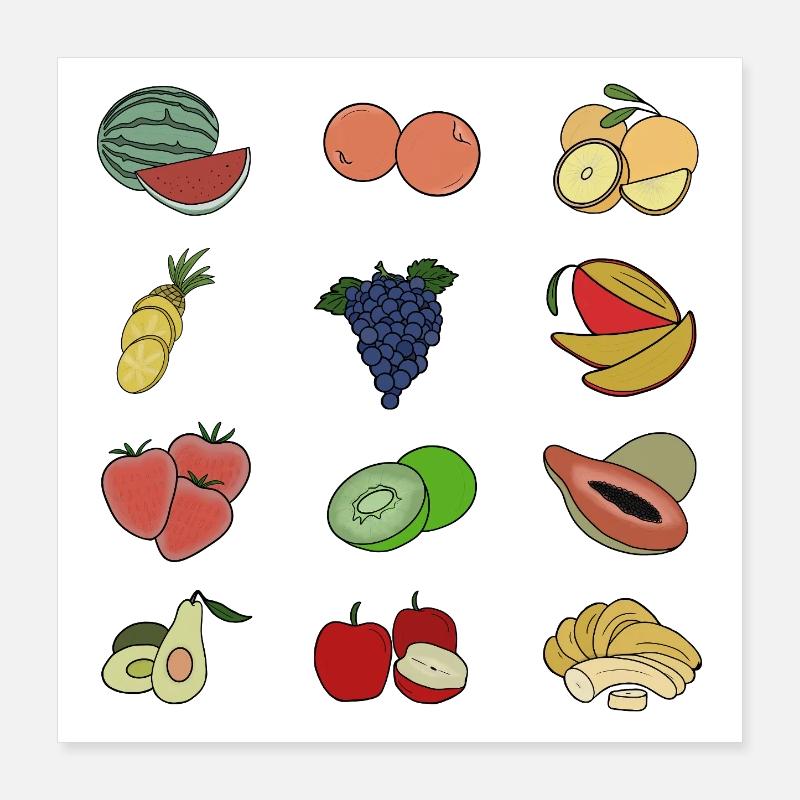 Leckere verschiedene Früchte Poster 40x40 cm
