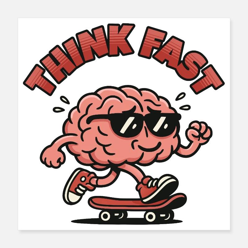 Think Fast Brain Skate Poster 16" x 16" (40x40 cm)