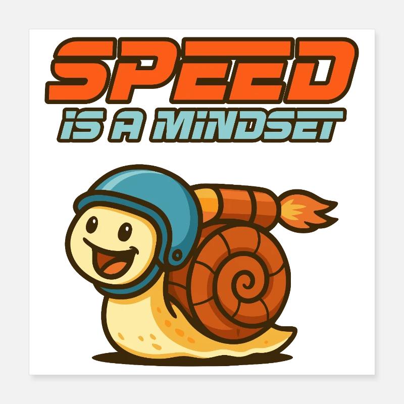 Réfléchis vite - Escargot avec casque Poster 40 x 40 cm