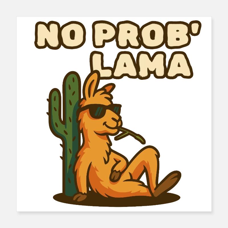 Pas de problème Lama Poster 40 x 40 cm