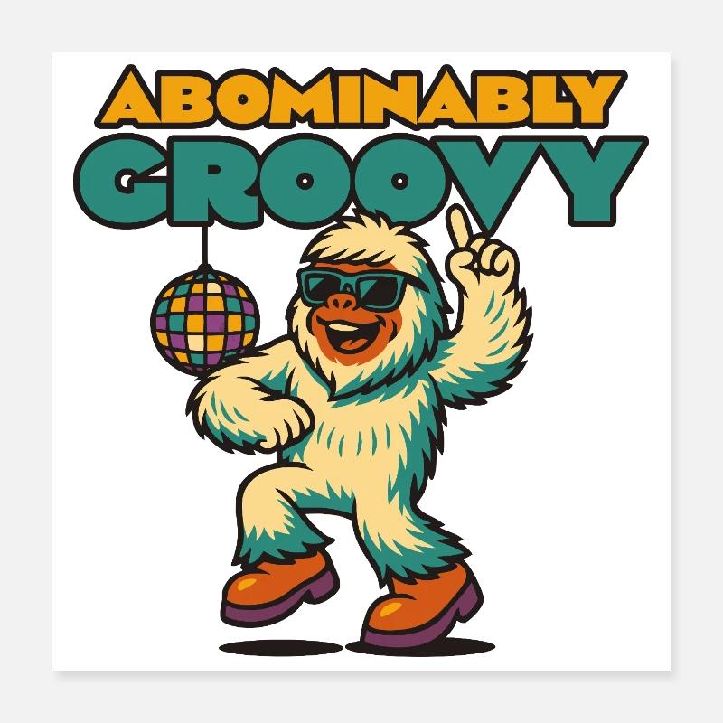 Groovy Disco Yeti Poster 16" x 16" (40x40 cm)