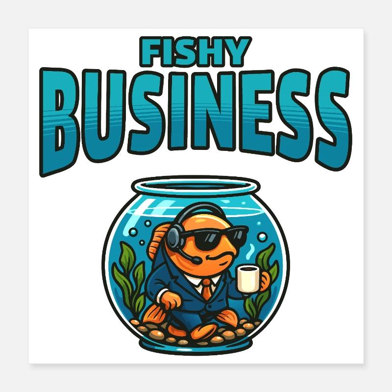 Fischgeschäft im Aquarium Poster 40x40 cm