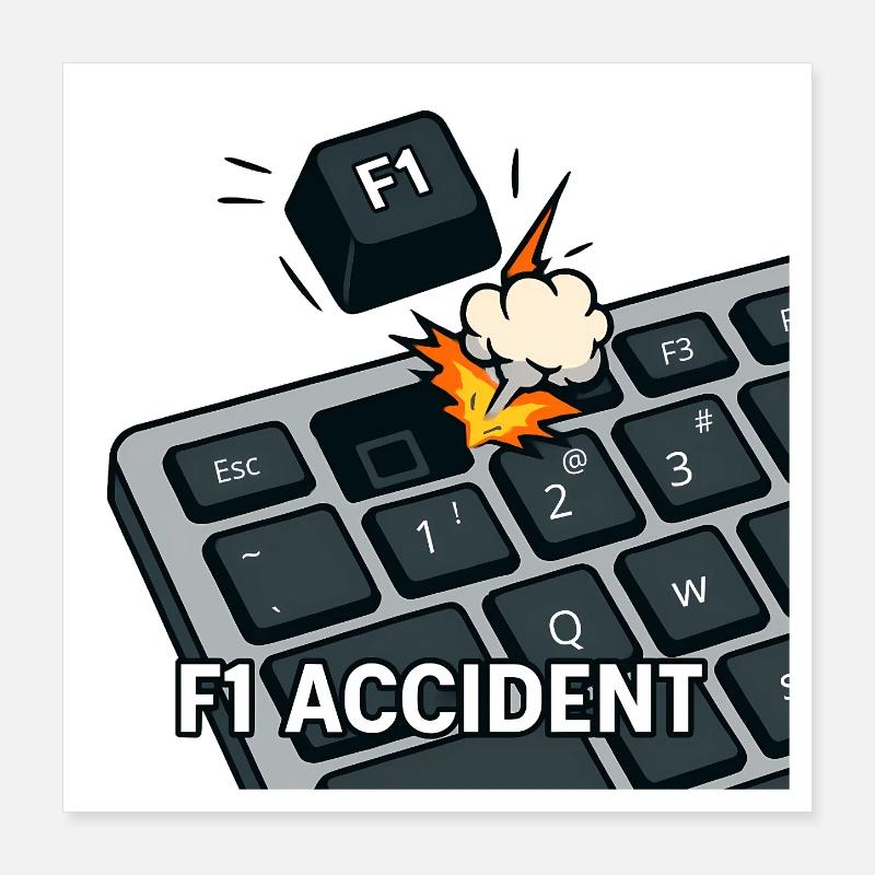 F1 accident - funny pun Poster 16" x 16" (40x40 cm)