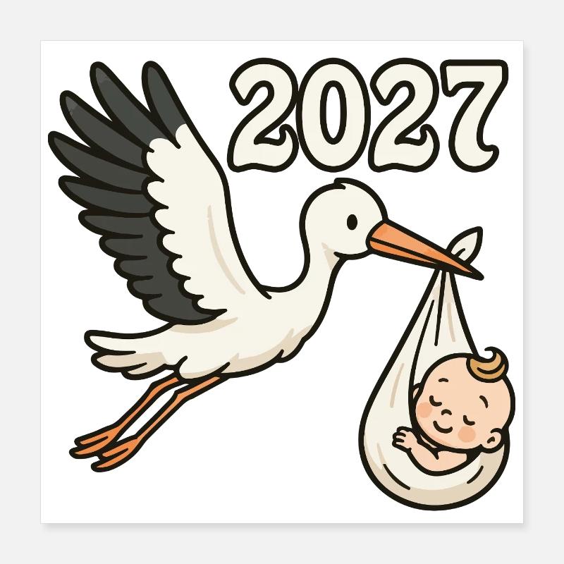 Stork with foundling in its beak 2027 Poster 16" x 16" (40x40 cm)