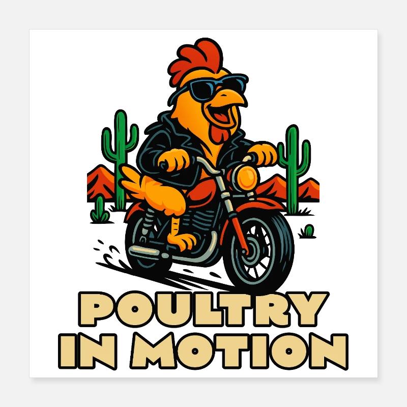 Poultry in Motion: Chicken biker Poster 16" x 16" (40x40 cm)