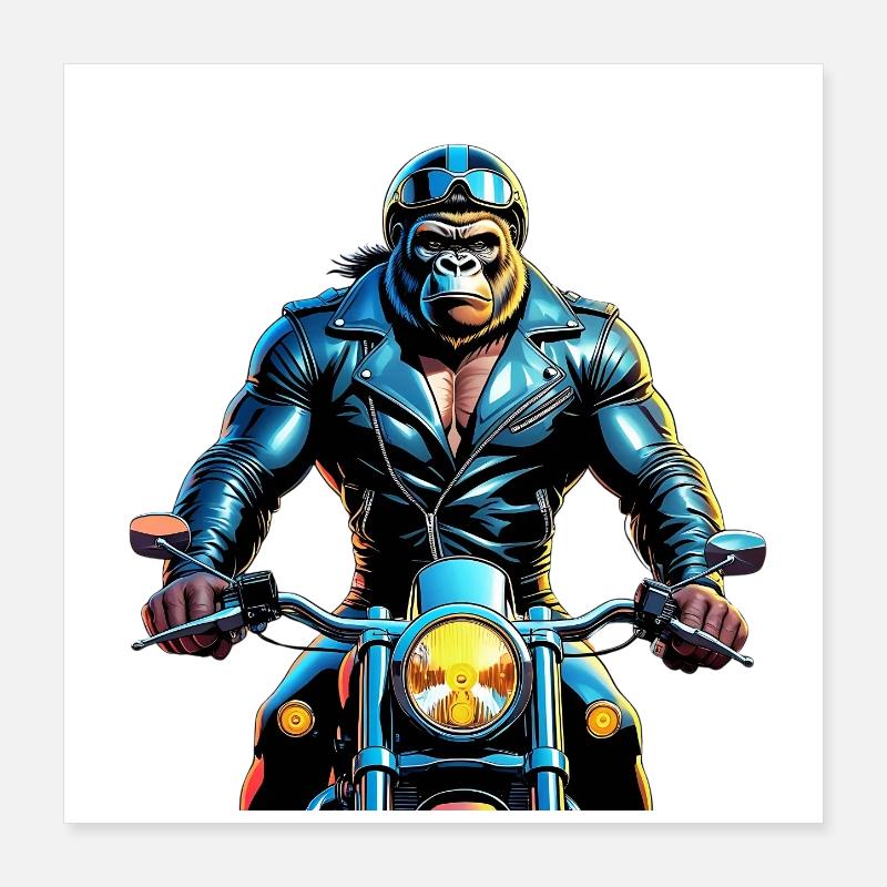 Illustration de cavalier de gorille urbain Poster 40 x 40 cm