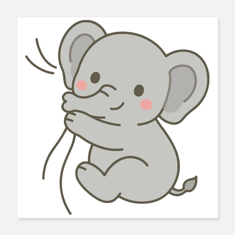 Snuggled elephant calf Poster 16" x 16" (40x40 cm)