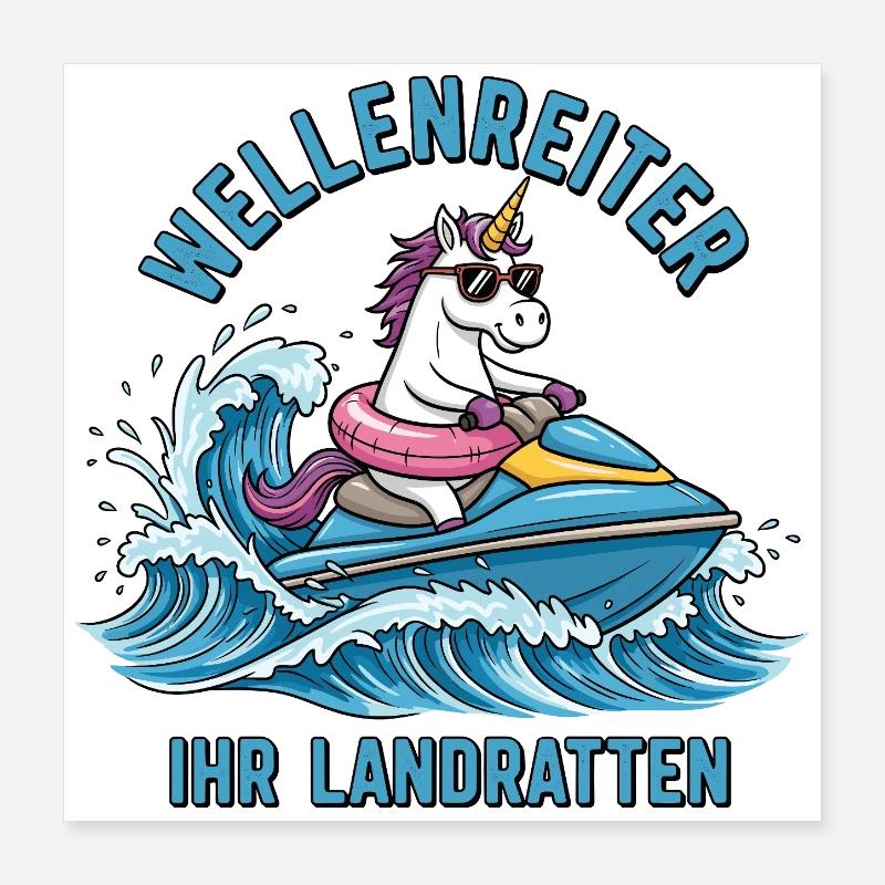 Licorne Cool Jet Ski Poster 40 x 40 cm