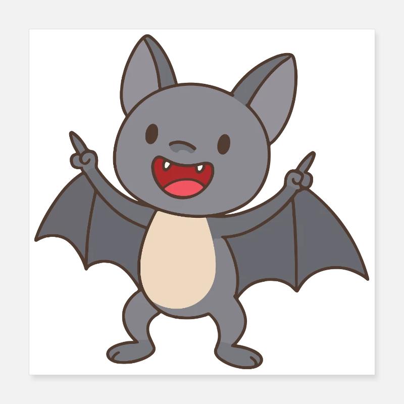 Bébé chauve-souris heureux Poster 40 x 40 cm