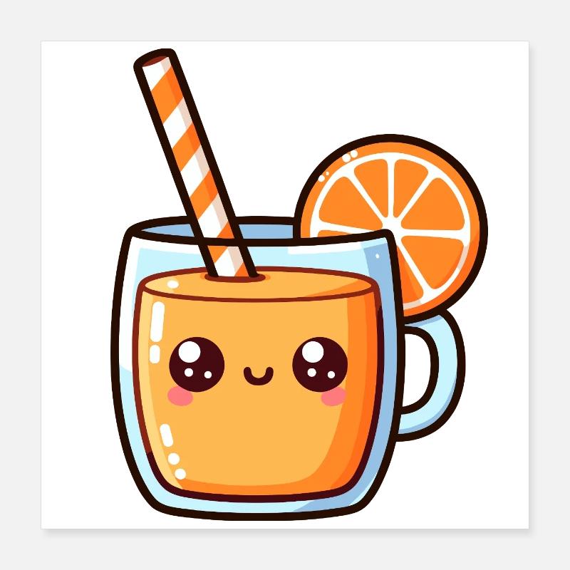 Conception de tasse de jus d’agrumes kawaii Poster 40 x 40 cm