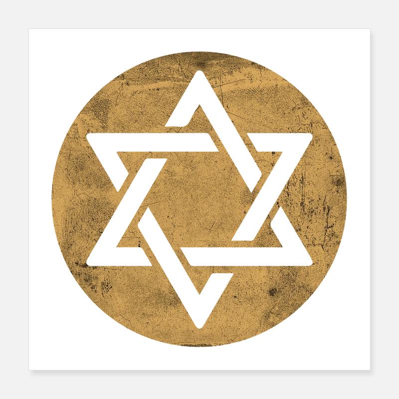 Étoile de David en cercle doré Poster 40 x 40 cm