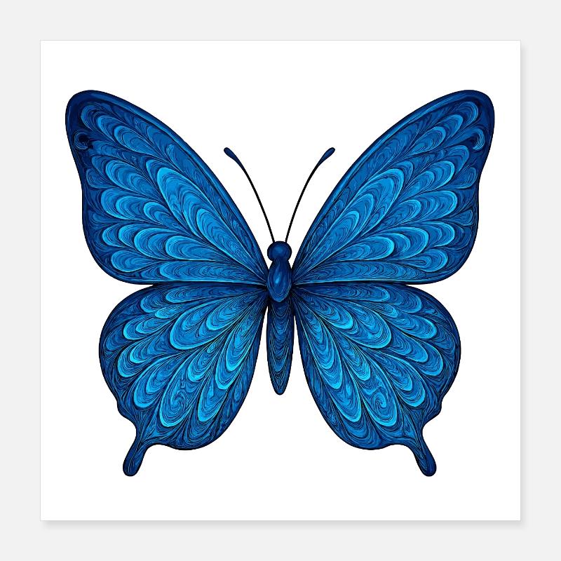 Blauer Schmetterling Poster 40x40 cm