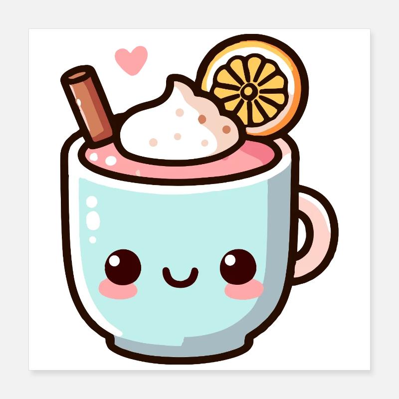 Cute Citrus Coffee Mug Design Poster 16" x 16" (40x40 cm)