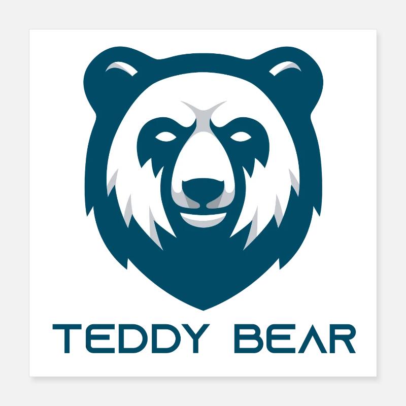 Teddy Bear Bear Logo – Minimalist Bear Head Poster 16" x 16" (40x40 cm)