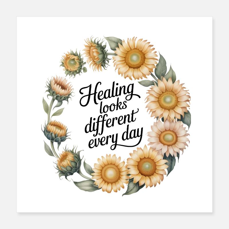 Couronne florale avec citation Poster 40 x 40 cm