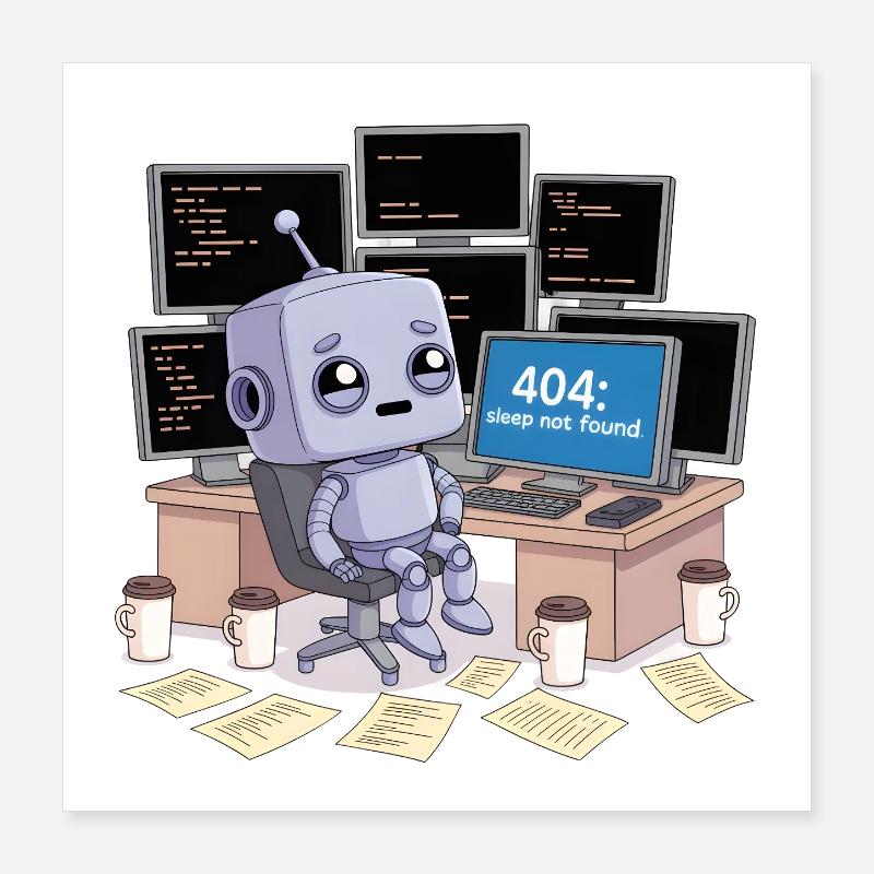 404: Slaap niet gevonden Poster 40x40 cm