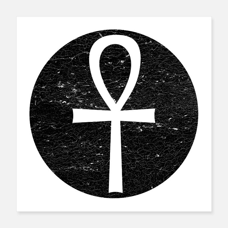 Croix égyptienne Ankh dans cercle noir Poster 40 x 40 cm