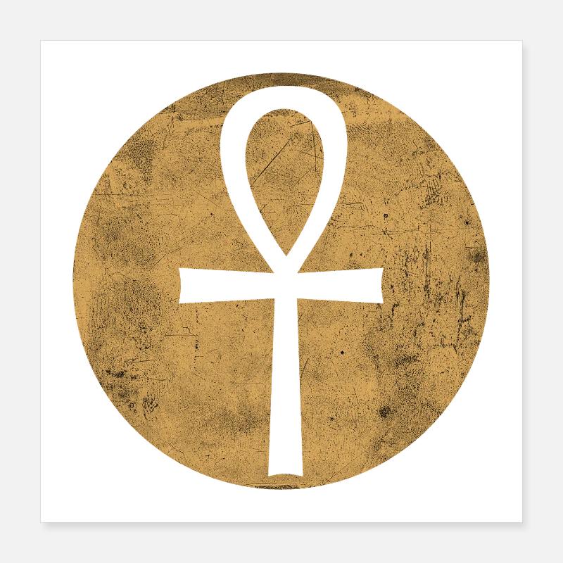 Croix égyptienne Ankh dans cercle doré Poster 40 x 40 cm