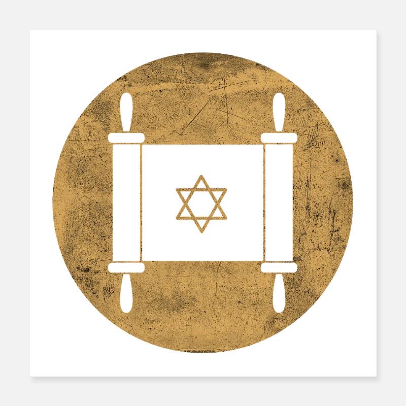 Rouleau de la Torah dans un cercle doré Poster 40 x 40 cm