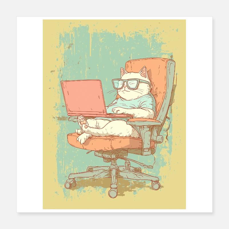 Homeoffice Level: Katze Poster 40x40 cm