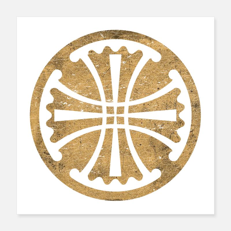 Croix de Canterbury dans un cercle doré Poster 40 x 40 cm