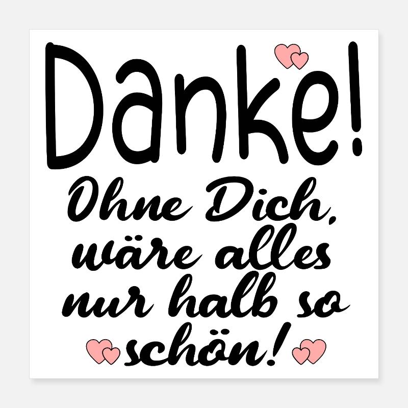 DANKE PARTNERSCHAFT FREUNDSCHAFT Poster 40x40 cm