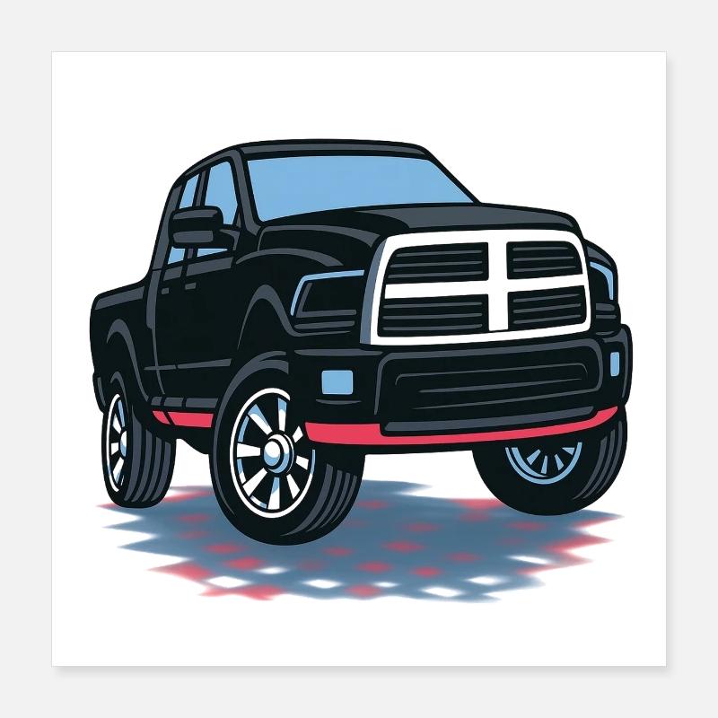 Schwarzer Pickup Ram Poster 40x40 cm